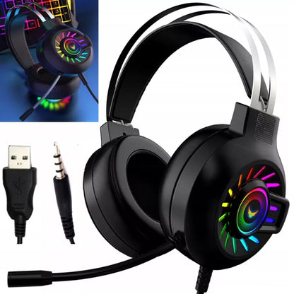 LED žaidimų ausinės su mikrofonu, XBOX, PS4, PS5, PC