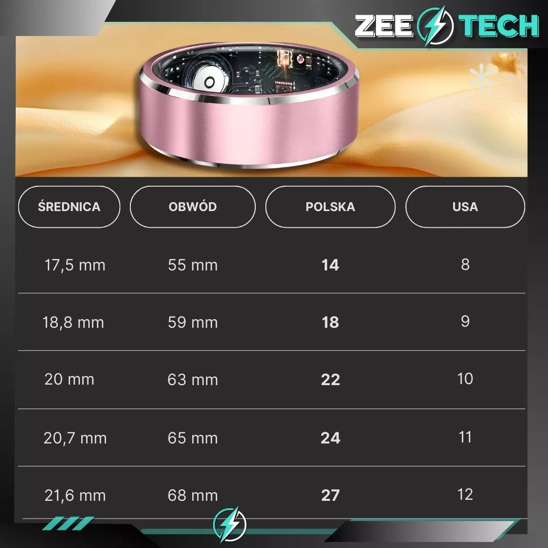 SMART RING išmanusis žiedas su funkcijomis: širdies ritmas, kraujospūdis, miego ir sporto stebėjimas