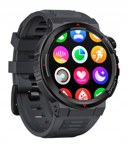 Išmanusis laikrodis moteriškas, vyriškas, atsparus vandeniui, su skambučiais, širdies ritmo matuokliu, juodas