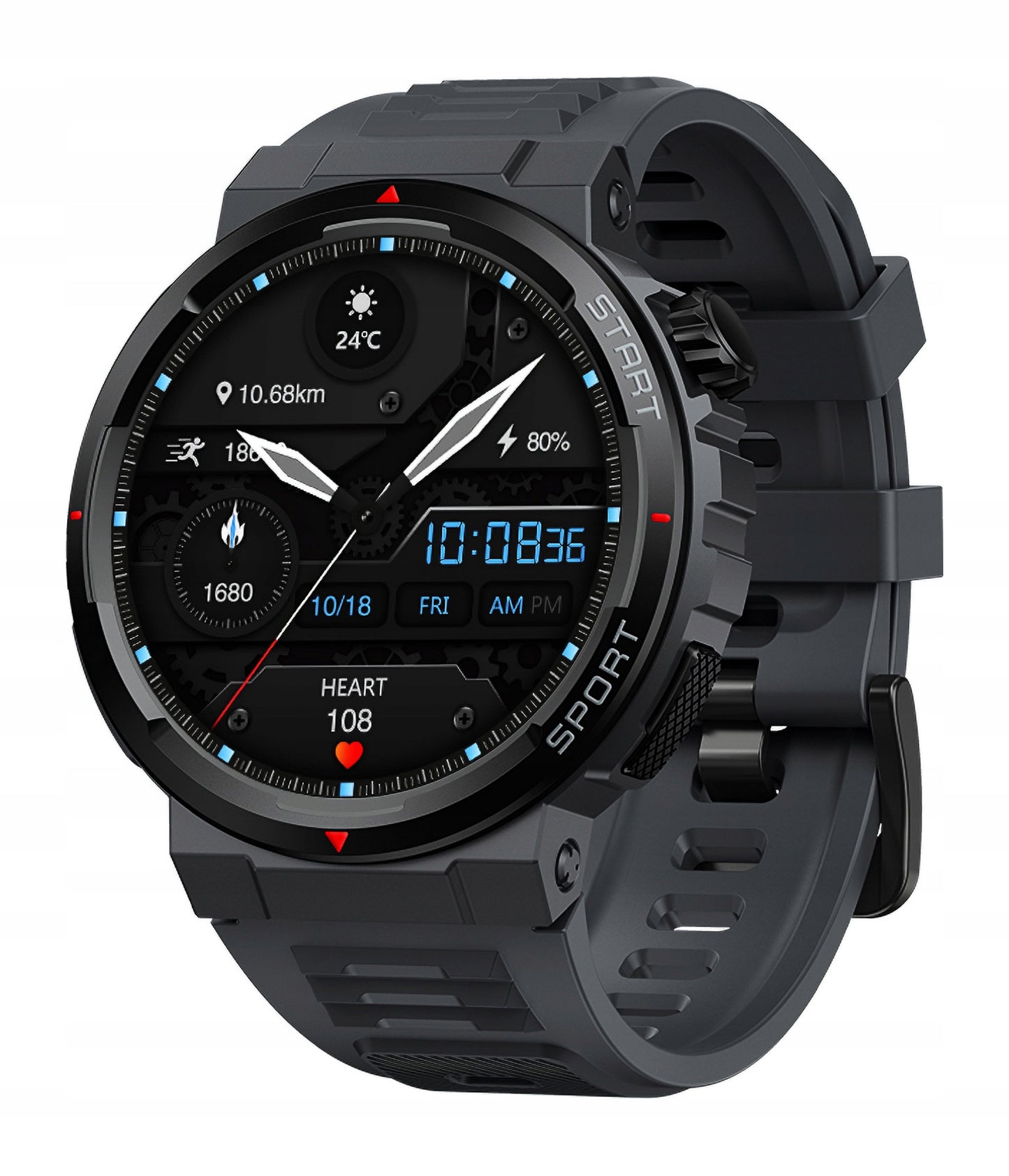 Išmanusis laikrodis moteriškas, vyriškas, atsparus vandeniui, su skambučiais, širdies ritmo matuokliu, juodas