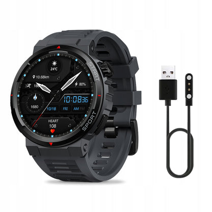 Išmanusis laikrodis moteriškas, vyriškas, atsparus vandeniui, su skambučiais, širdies ritmo matuokliu, juodas