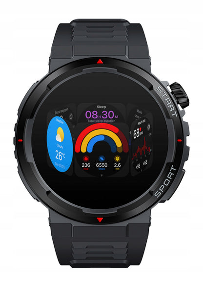 Išmanusis laikrodis moteriškas, vyriškas, atsparus vandeniui, su skambučiais, širdies ritmo matuokliu, juodas