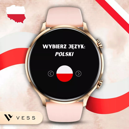 Moteriškas išmanusis laikrodis (Smartwatch) su skambučių funkcija, atsparus vandeniui + 4 dirželiai