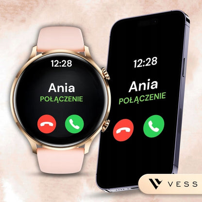 Moteriškas išmanusis laikrodis (Smartwatch) su skambučių funkcija, atsparus vandeniui + 4 dirželiai