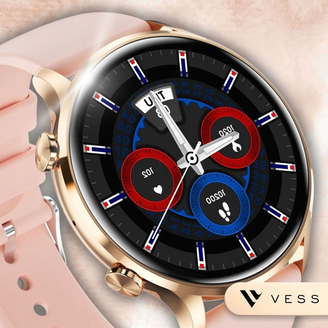 Moteriškas išmanusis laikrodis (Smartwatch) su skambučių funkcija, atsparus vandeniui + 4 dirželiai