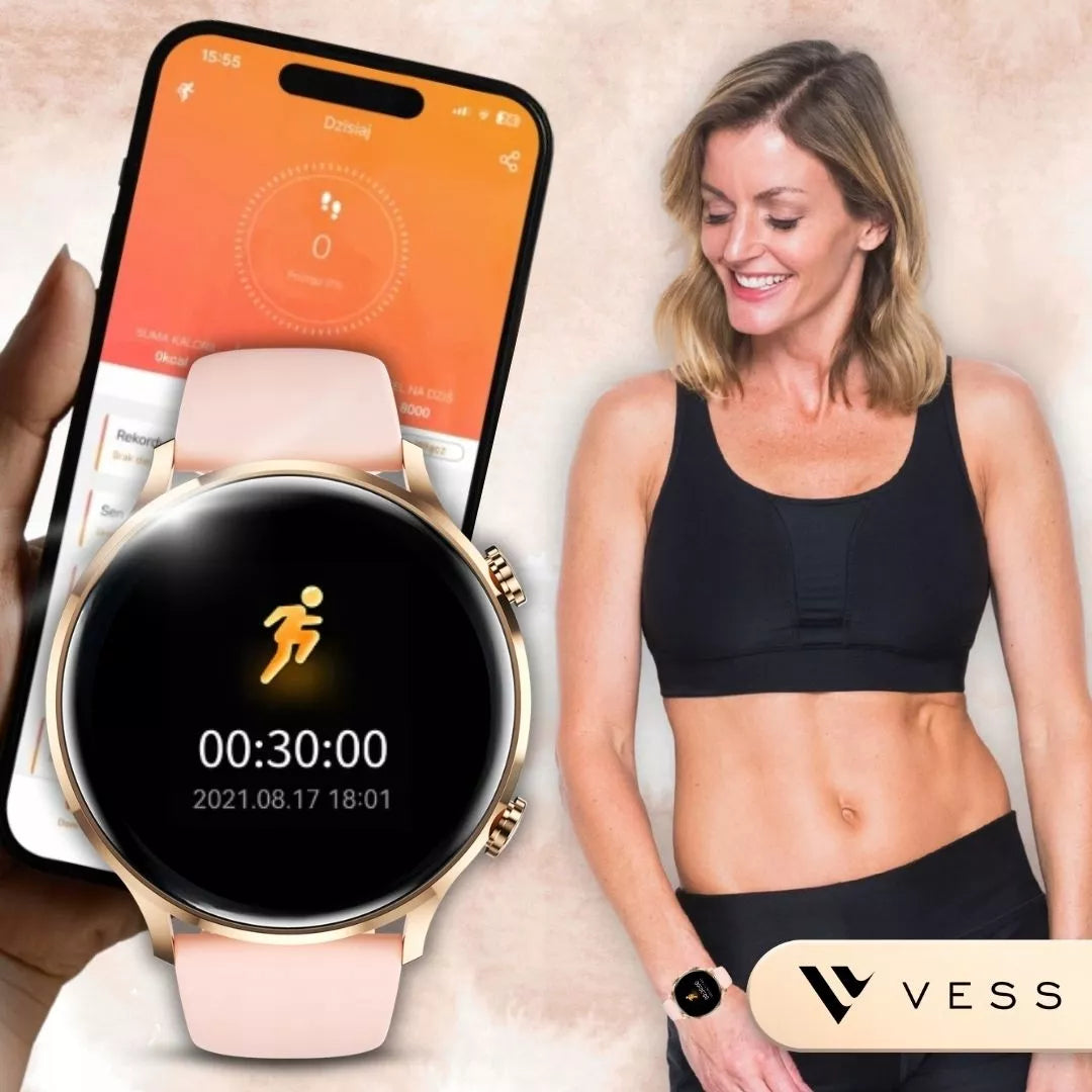Moteriškas išmanusis laikrodis (Smartwatch) su skambučių funkcija, atsparus vandeniui + 4 dirželiai