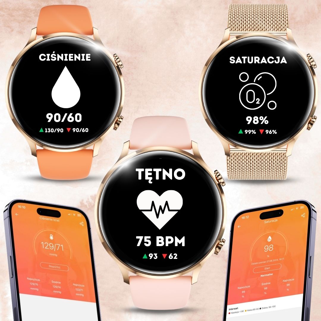 Moteriškas išmanusis laikrodis (Smartwatch) su skambučių funkcija, atsparus vandeniui + 4 dirželiai