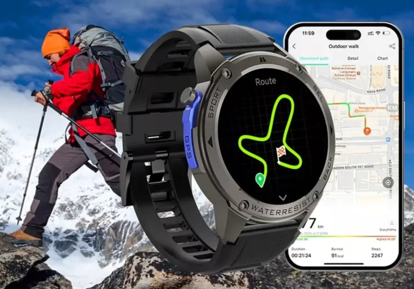 VYRIŠKAS IŠMANUSIS LAIKRODIS ATVİRAS VANDENIUI SKAMBUČIAI MENU PL SPORTAS GPS SMART WATCH DM 5ATM