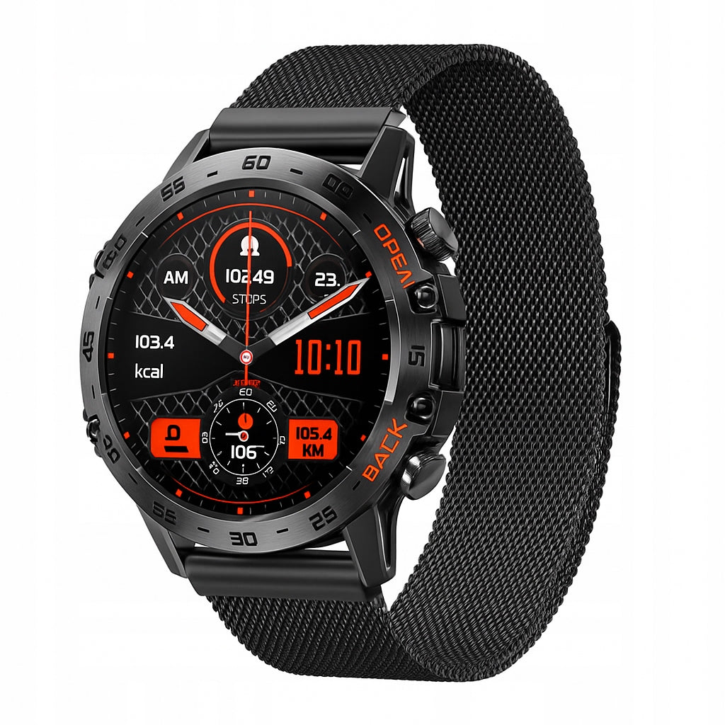 Vyriškas išmanusis laikrodis su plienine "mesh" apyranke, CARDIOWATCH, skambučiai