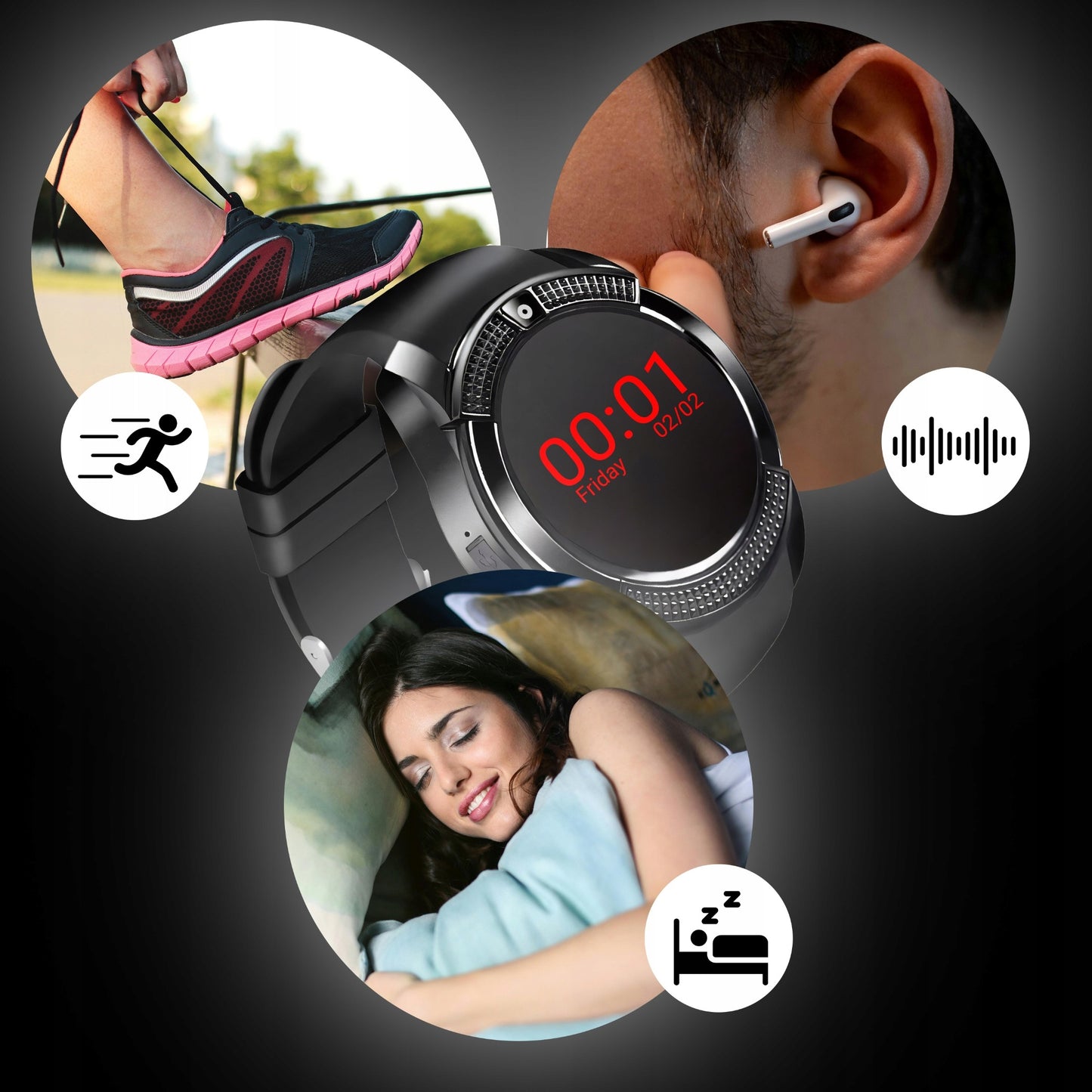 SMARTWATCH IŠMANUSIS LAIKRODIS SU SIM KORTELE, SD, IPS EKRANU, KAMERA, MIKROFONU, SKIRTAS SPORTUI IR SKAMBUČIAMS