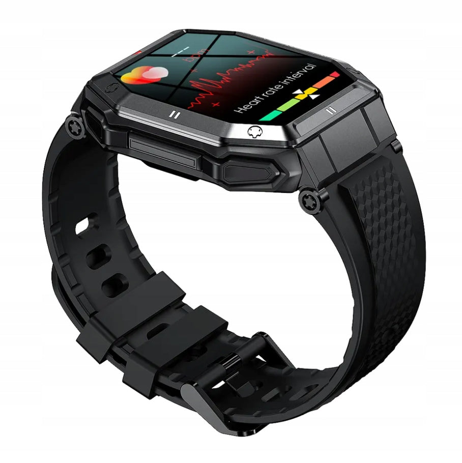 Išmanusis laikrodis juodas vyriškas sportinis vandeniui atsparus skambučiai moteriškas išmanusis