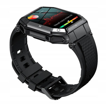 Išmanusis laikrodis juodas vyriškas sportinis vandeniui atsparus skambučiai moteriškas išmanusis