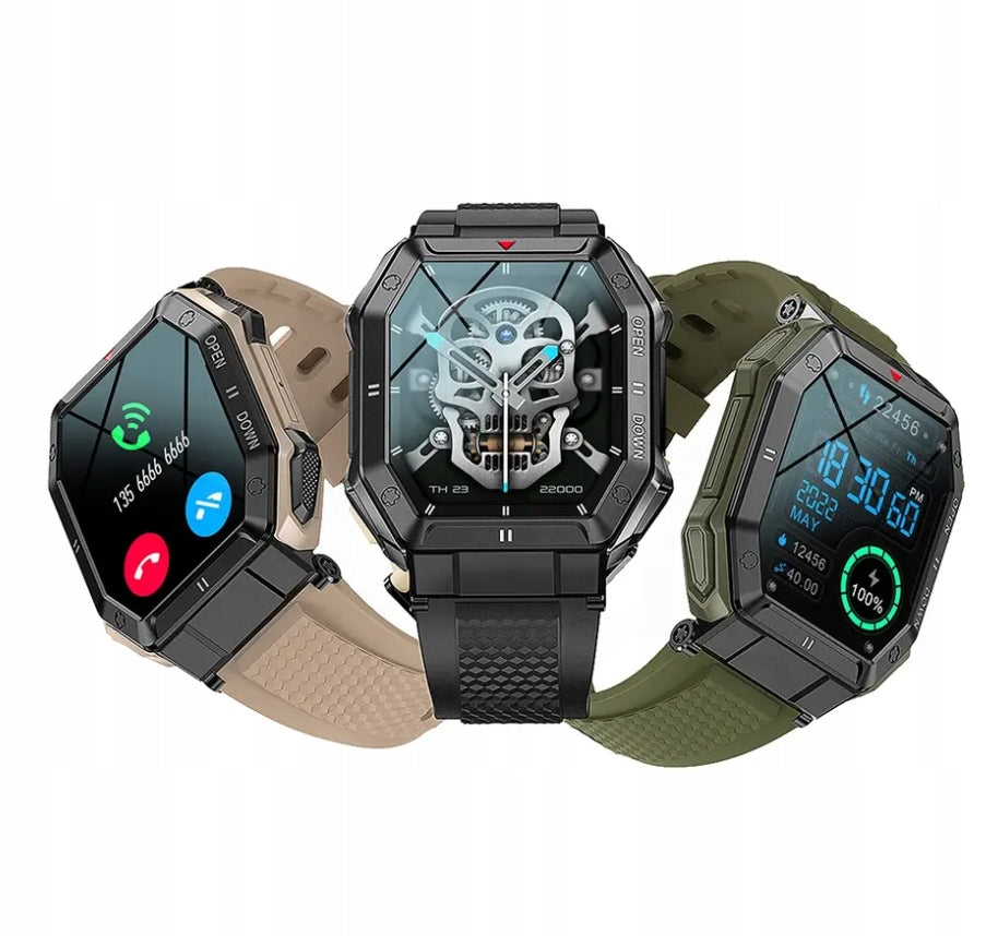 Išmanusis laikrodis juodas vyriškas sportinis vandeniui atsparus skambučiai moteriškas išmanusis