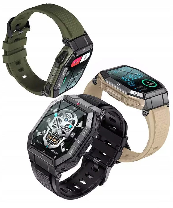 Išmanusis laikrodis juodas vyriškas sportinis vandeniui atsparus skambučiai moteriškas išmanusis