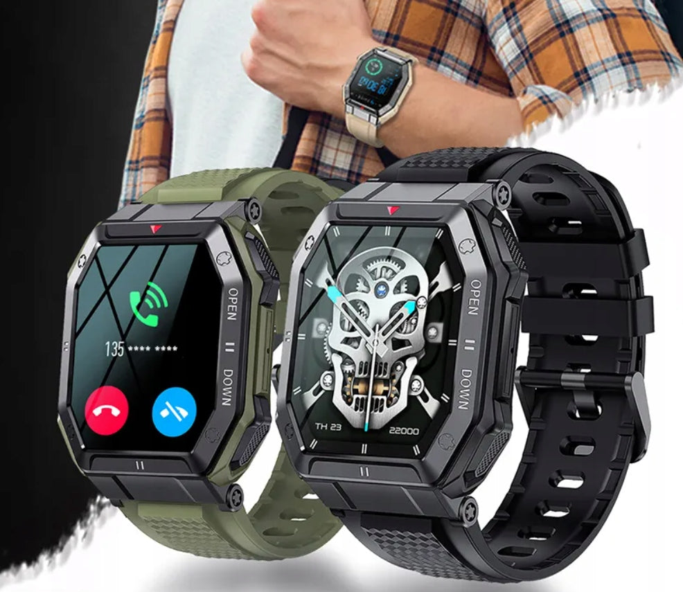 Išmanusis laikrodis juodas vyriškas sportinis vandeniui atsparus skambučiai moteriškas išmanusis