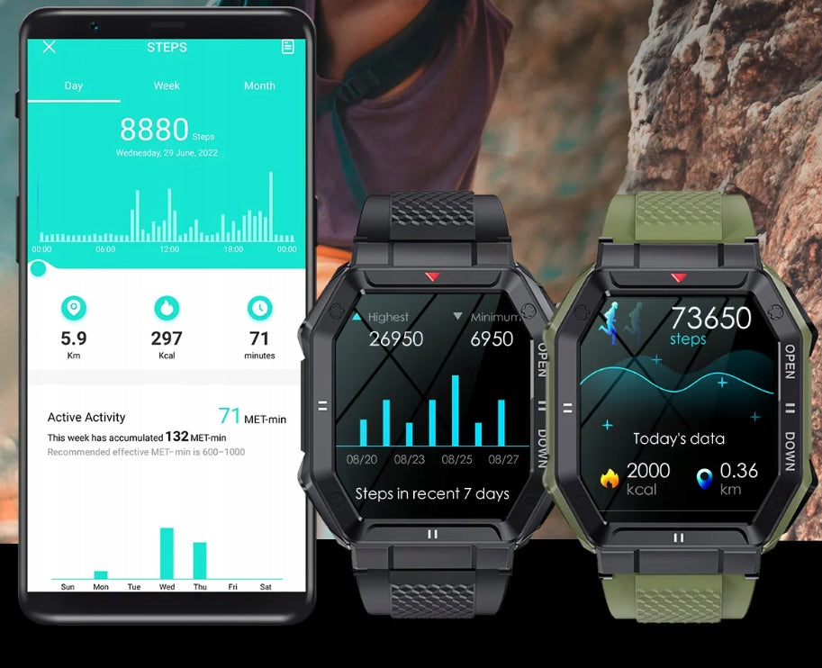 Išmanusis laikrodis juodas vyriškas sportinis vandeniui atsparus skambučiai moteriškas išmanusis