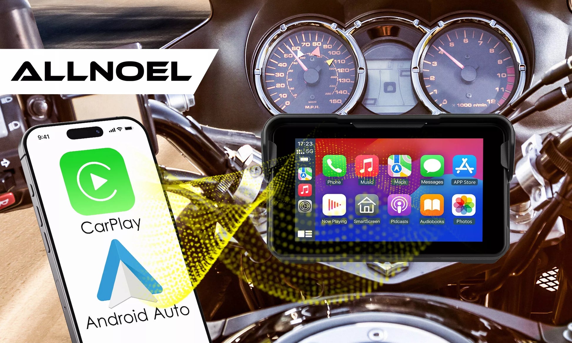 Motociklo multimedijos stotis – planšetė su navigacija, CarPlay ir Android Auto, 5