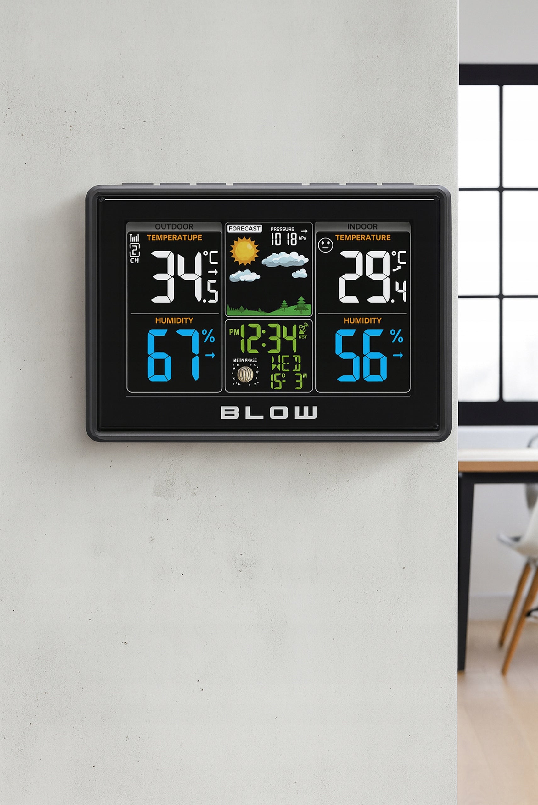 Belaidė oro stotis METEO Termometras Higrometras Barometras LED