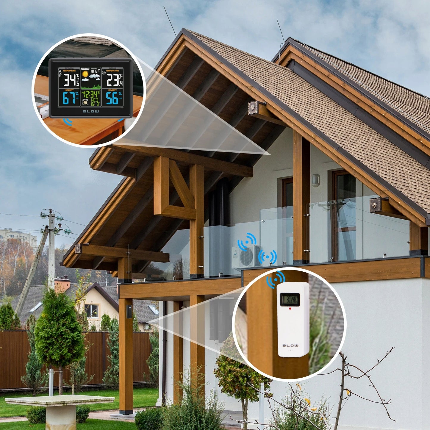 Belaidė oro stotis METEO Termometras Higrometras Barometras LED