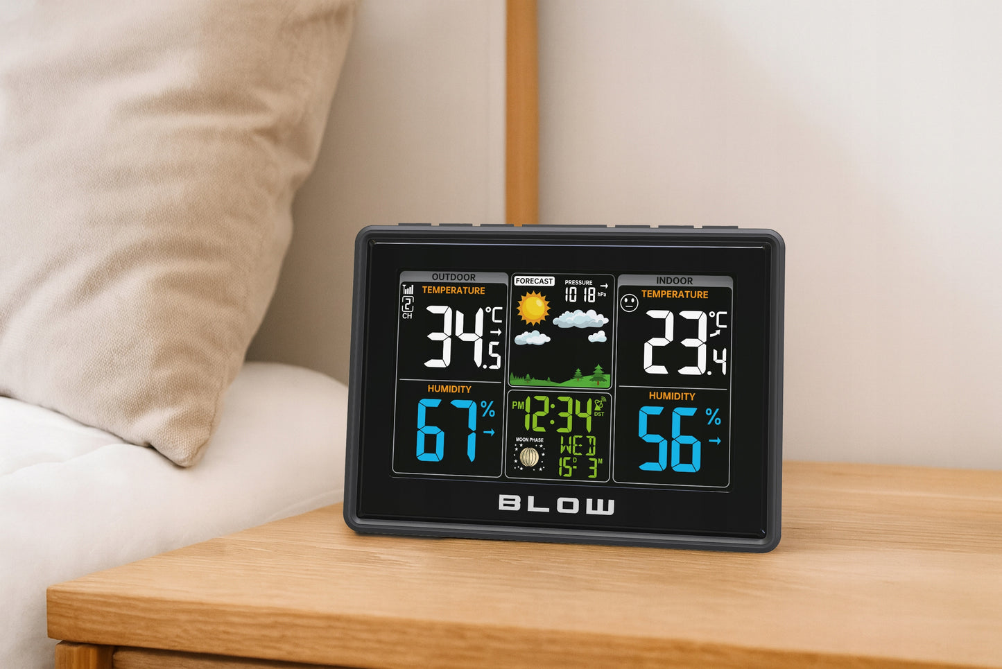 Belaidė oro stotis METEO Termometras Higrometras Barometras LED