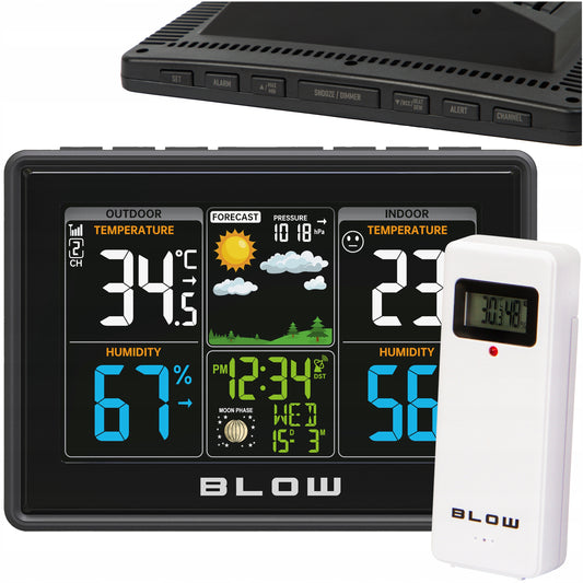 Belaidė oro stotis METEO Termometras Higrometras Barometras LED