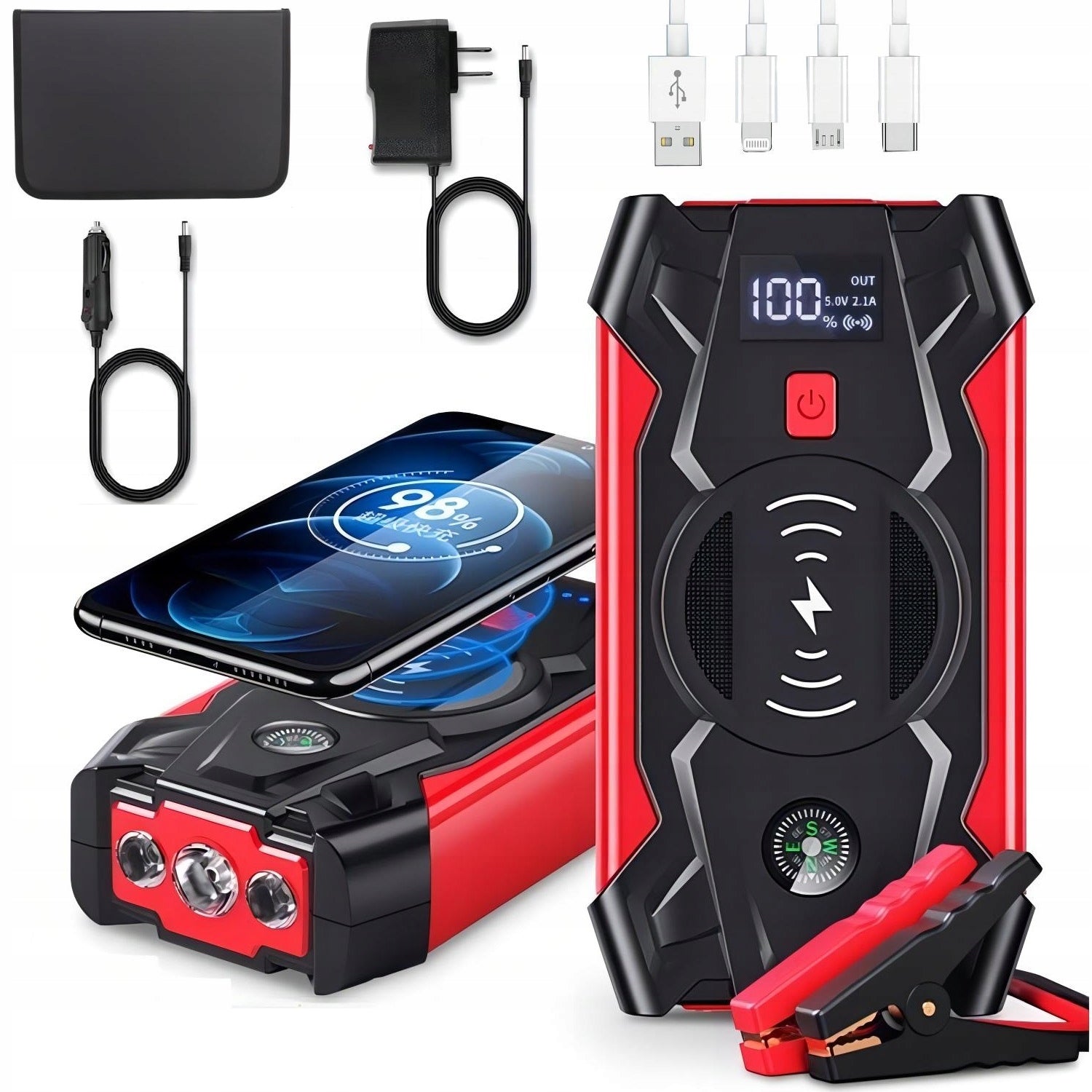 Galingas power bank STARTER 20000mAh 12V su paleidimo funkcija ir žibintuvėliu