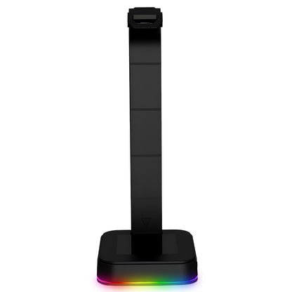 Žaidimų ausinių stovas / laikiklis su RGB apšvietimu, USB Hub + 2x USB