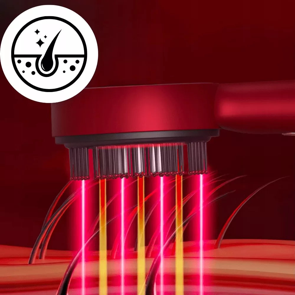 Elektrinis galvos odos masažuoklis-šepetėlis plaukų augimui, SPA, raudonas