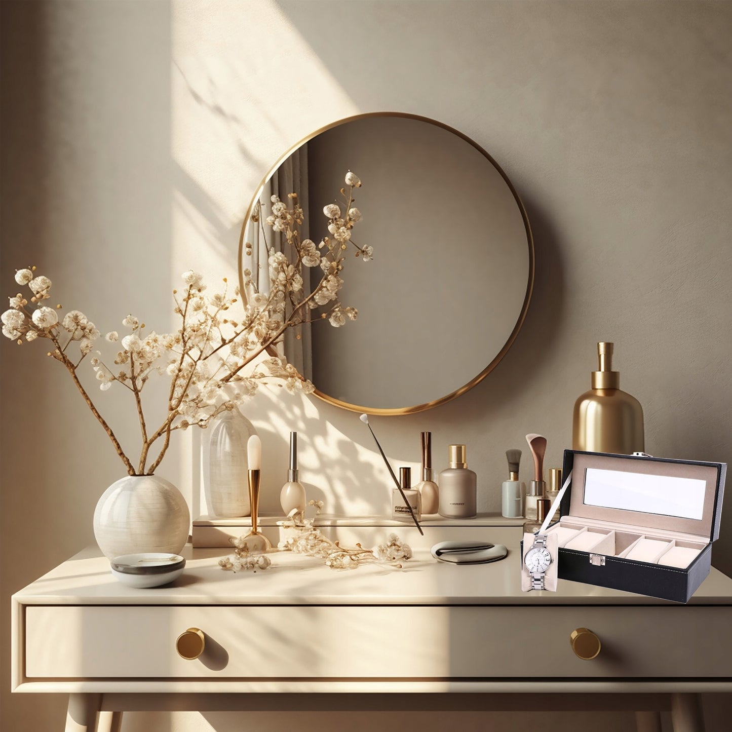 LAIKRODŽIŲ DĖŽUTĖ PAPUOŠALŲ ORGANIZATORIUS 6 SKYRIŲ JUODA STILINGA