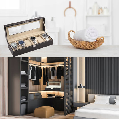 LAIKRODŽIŲ DĖŽUTĖ PAPUOŠALŲ ORGANIZATORIUS 6 SKYRIŲ JUODA STILINGA