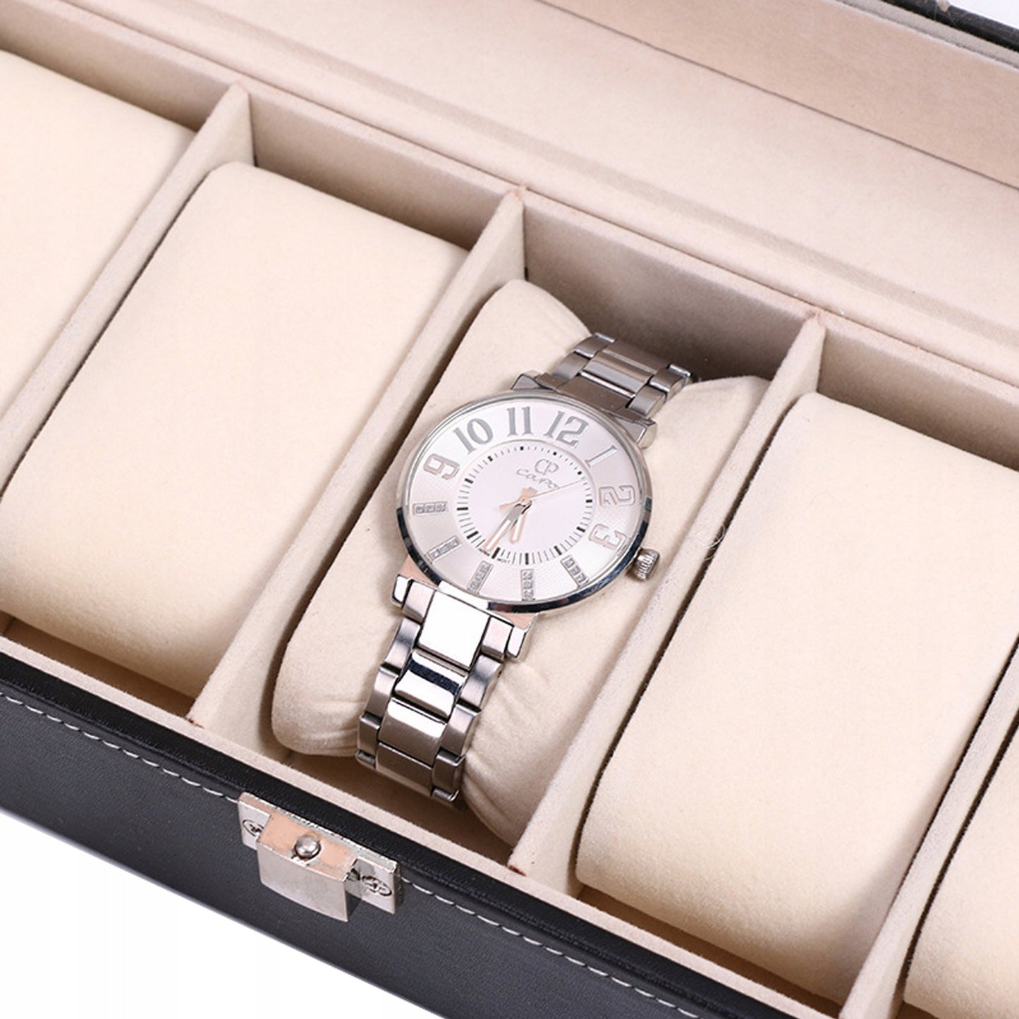 LAIKRODŽIŲ DĖŽUTĖ PAPUOŠALŲ ORGANIZATORIUS 6 SKYRIŲ JUODA STILINGA