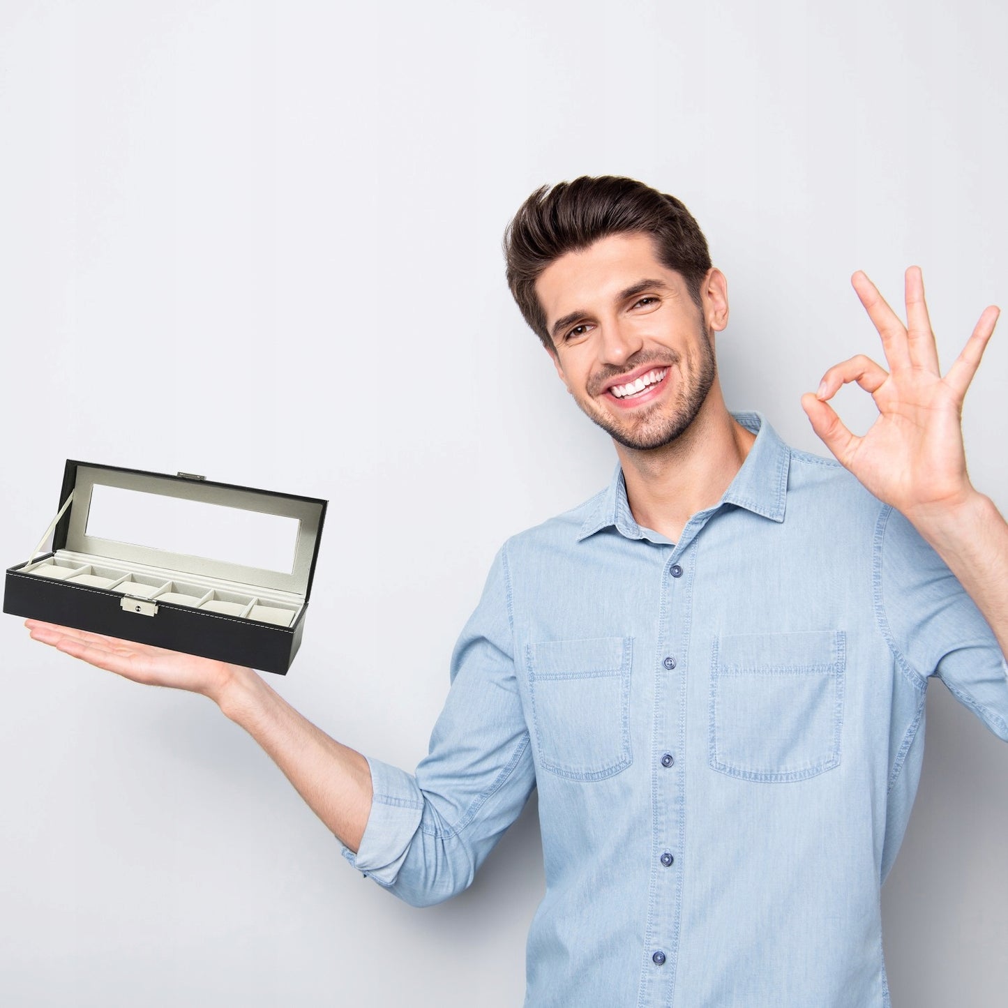 LAIKRODŽIŲ DĖŽUTĖ PAPUOŠALŲ ORGANIZATORIUS 6 SKYRIŲ JUODA STILINGA