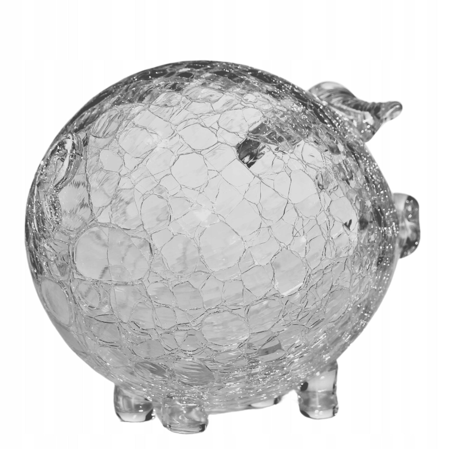 Stiklinė kiaulytės taupyklė seifas, rankų darbo "KRAKLA PRODUKCJA", 16 cm XXL