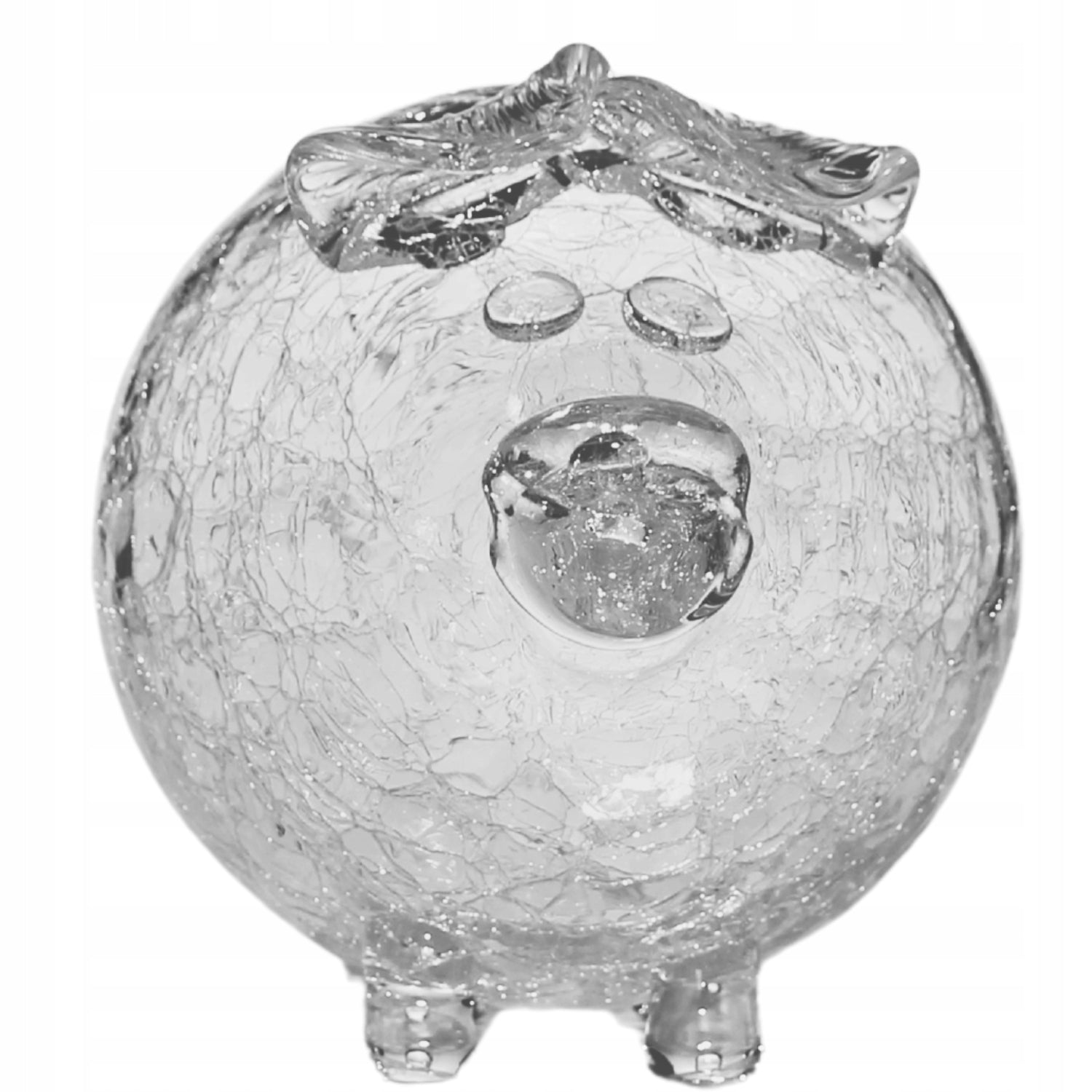 Stiklinė kiaulytės taupyklė seifas, rankų darbo "KRAKLA PRODUKCJA", 16 cm XXL