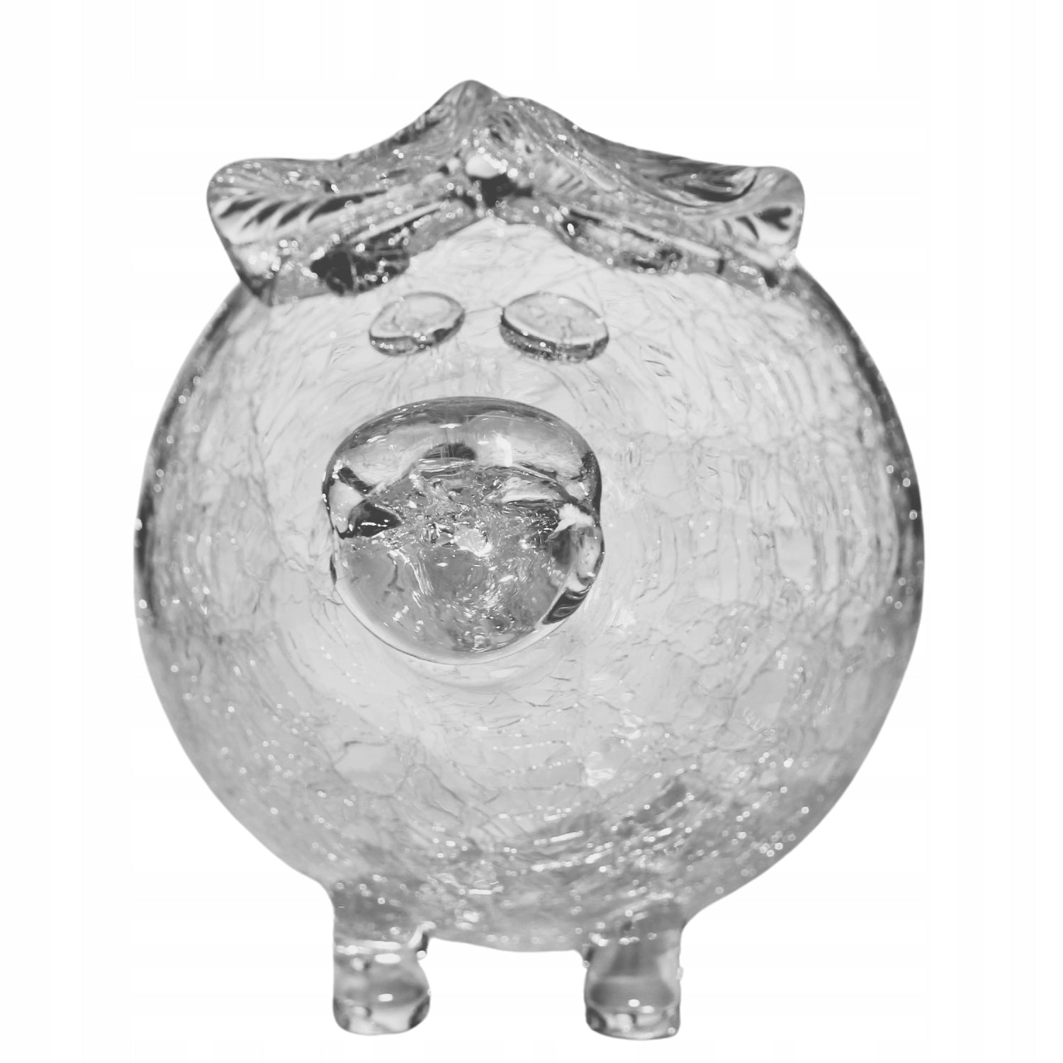 Stiklinė kiaulytės taupyklė seifas, rankų darbo "KRAKLA PRODUKCJA", 16 cm XXL