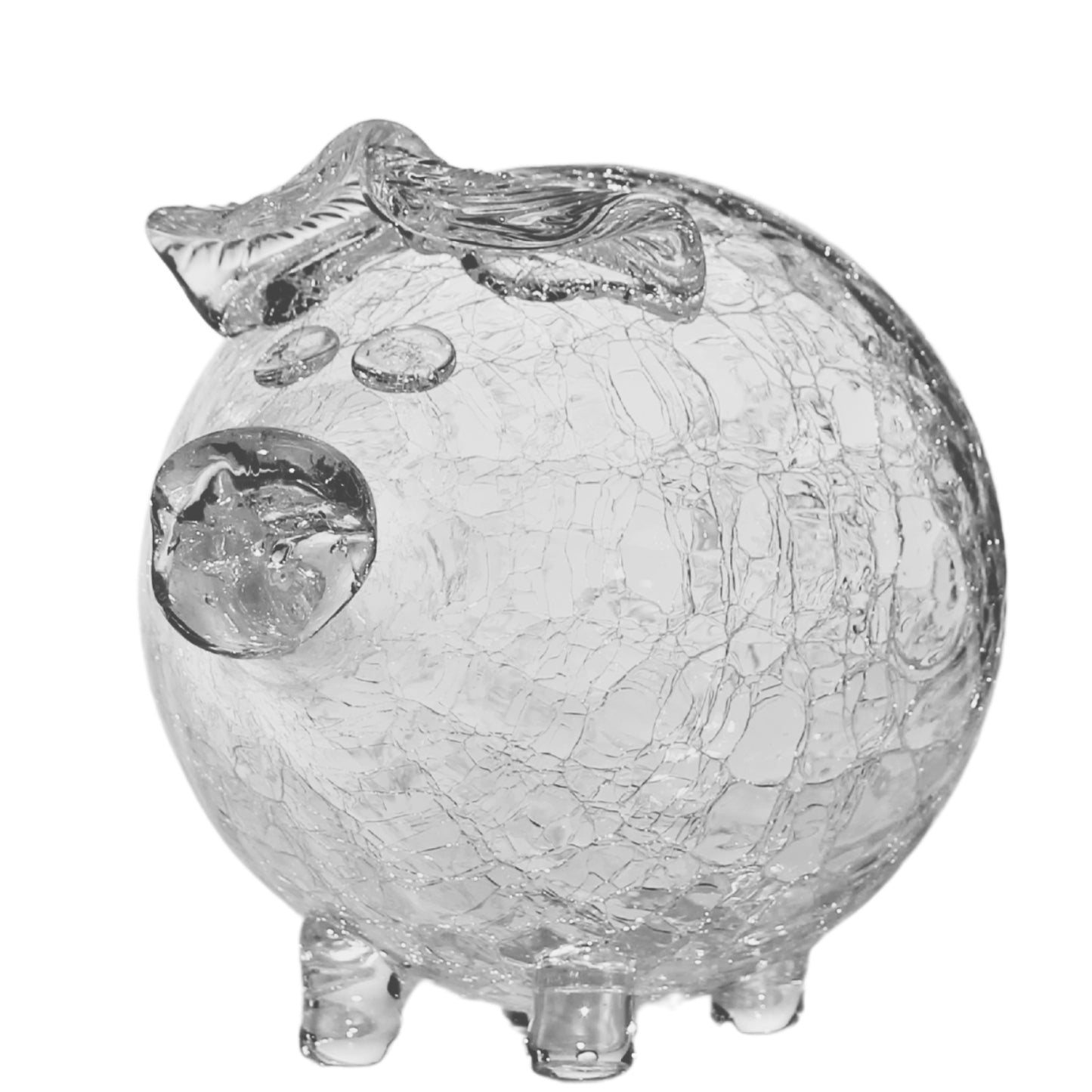 Stiklinė kiaulytės taupyklė seifas, rankų darbo "KRAKLA PRODUKCJA", 16 cm XXL