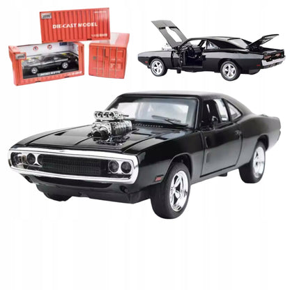 Kolekcionierinis automobilis 1:32 - DODGE CHARGER 1970, su stoveliu, dėžute, LED ir garsu