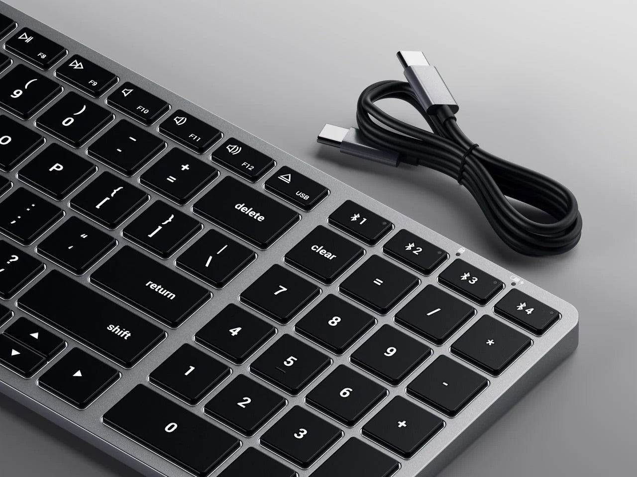 Satechi Slim X2 Belaidė Bluetooth klaviatūra su pašvietimu Pilka