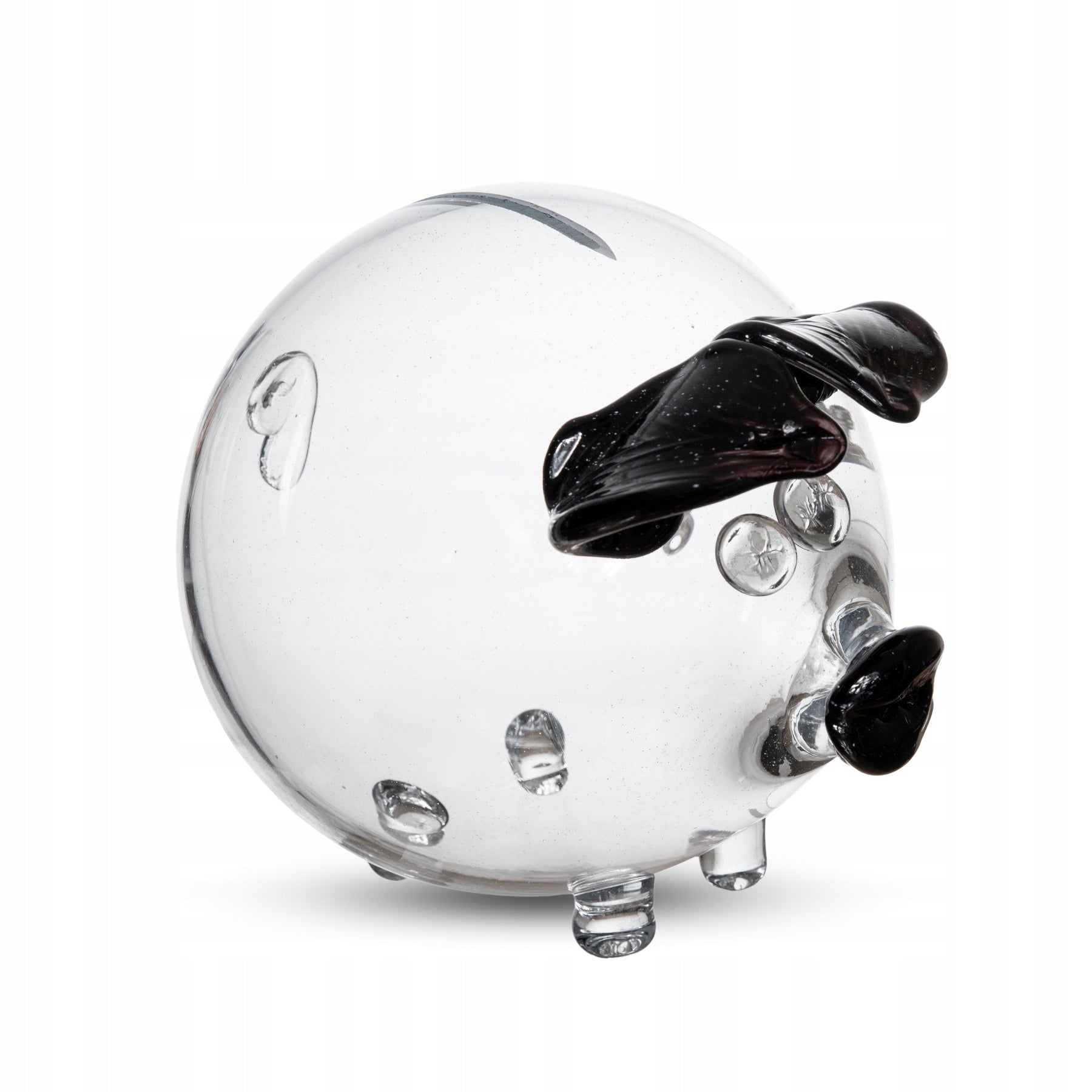 Rankų darbo stiklinė kiaulytė taupyklė seifas, juodos ausytės, XXL, dovana