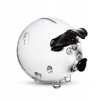 Rankų darbo stiklinė kiaulytė taupyklė seifas, juodos ausytės, XXL, dovana