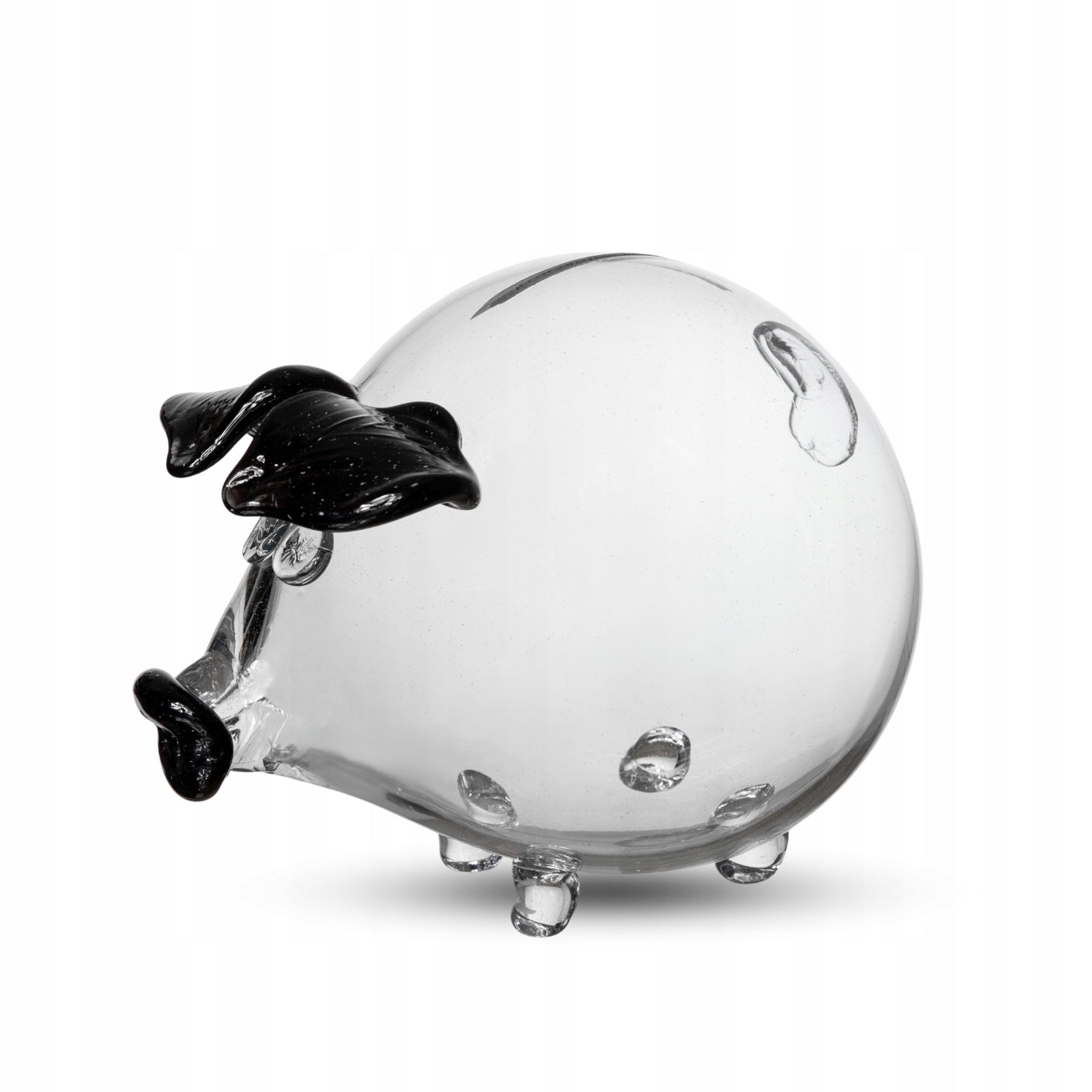 Rankų darbo stiklinė kiaulytė taupyklė seifas, juodos ausytės, XXL, dovana