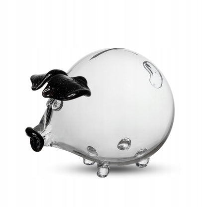 Rankų darbo stiklinė kiaulytė taupyklė seifas, juodos ausytės, XXL, dovana