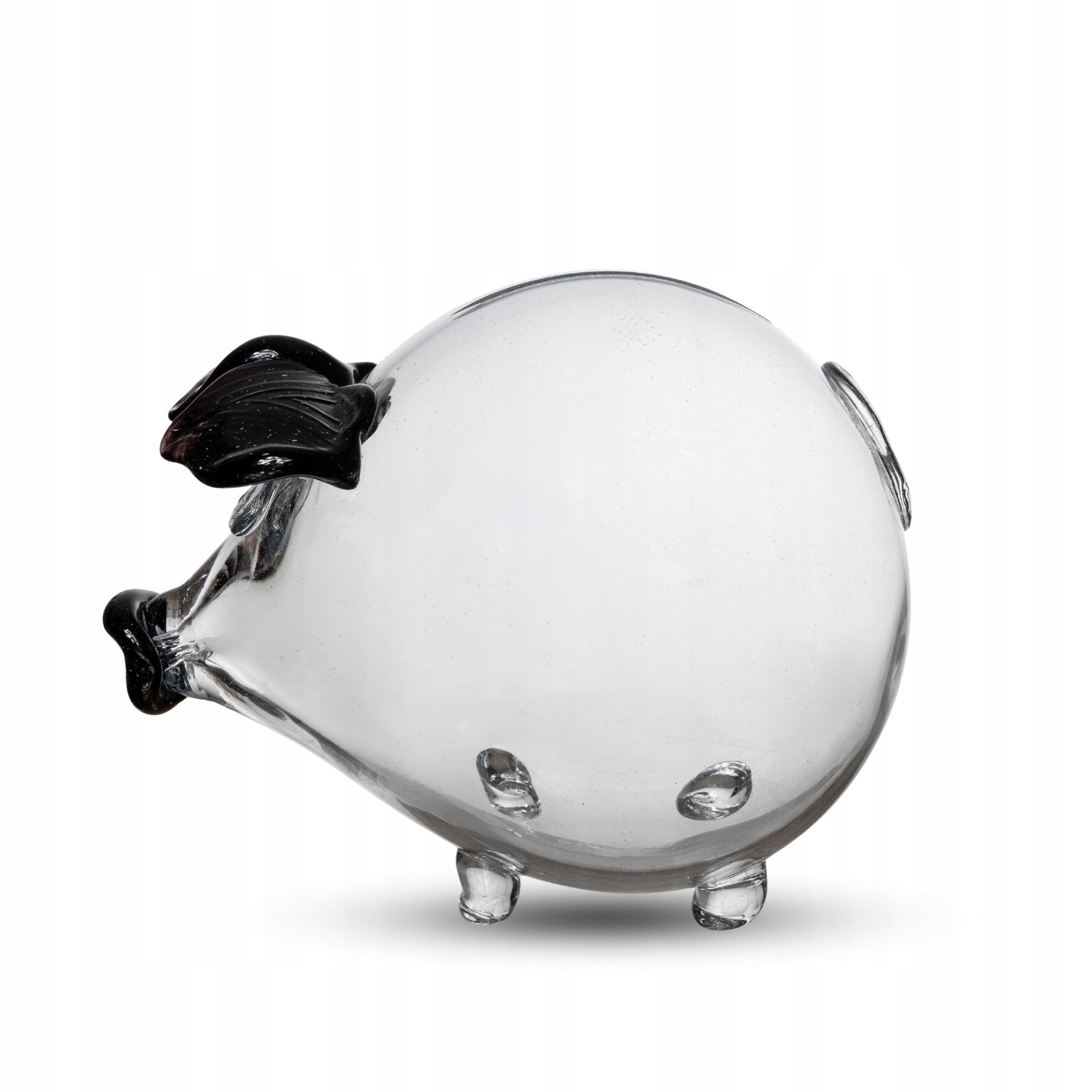 Rankų darbo stiklinė kiaulytė taupyklė seifas, juodos ausytės, XXL, dovana