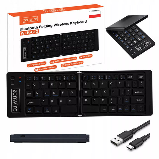 Sulankstoma Mini „Bluetooth“ belaidė klaviatūra planšetiniam komputeriui, telefonui, USB-C