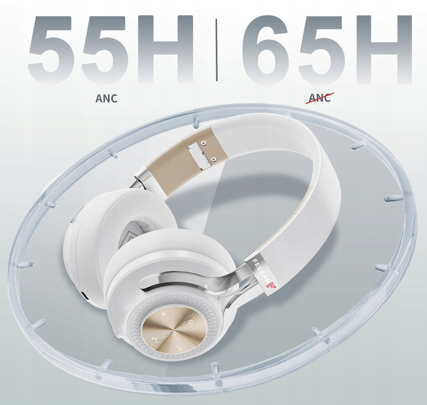 Belaidės Antausinės Ausinės FEEGAR AlphaBeat ANC 65H Baltos Bluetooth 5.4