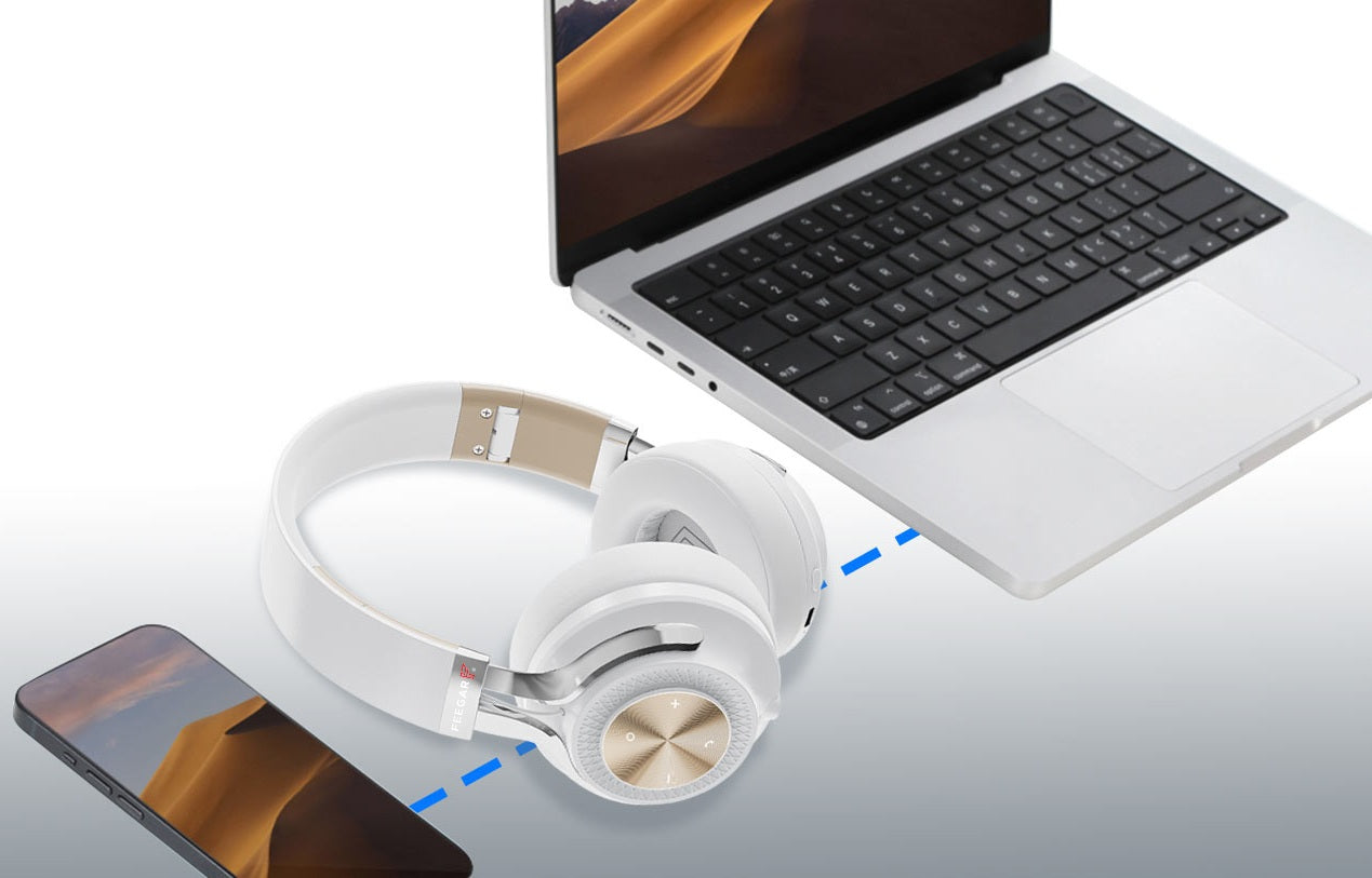 Belaidės Antausinės Ausinės FEEGAR AlphaBeat ANC 65H Baltos Bluetooth 5.4