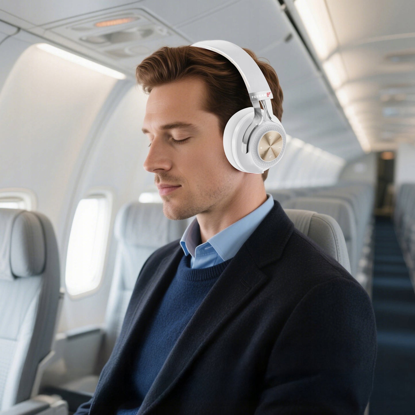 Belaidės Antausinės Ausinės FEEGAR AlphaBeat ANC 65H Baltos Bluetooth 5.4