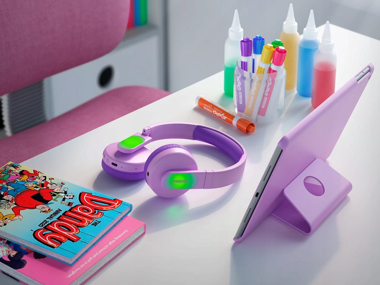 Belaidės ausinės vaikams Philips TAK4206PK - Rožinės su apšvietimu