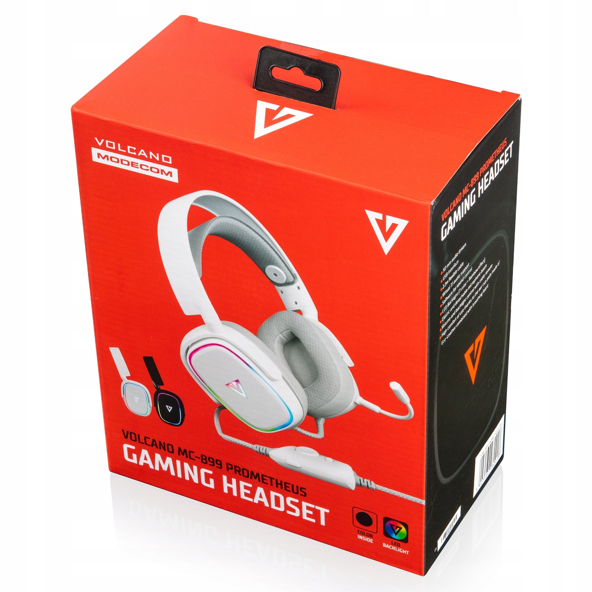 žaidimų ausinės su mikrofonu MODECOM VOLCANO PROMETHEUS USB LED RGB