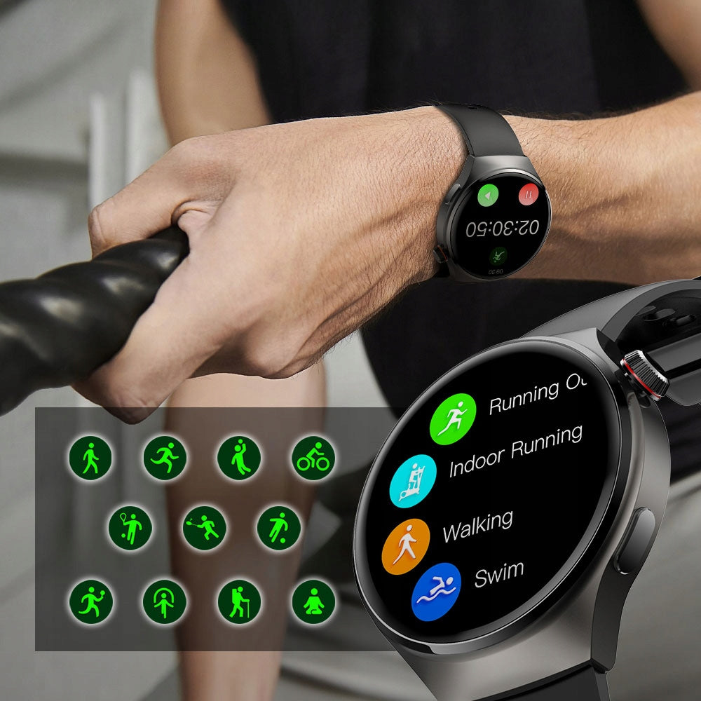 Išmanusis laikrodis GT4 PRO – Sveikatos monitorius, Širdies ritmas, Sotiacijos matuoklis, 1,55” IPS, juodas